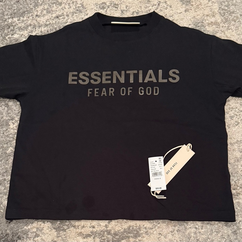 Boys Fear of God Essentials Black Tee